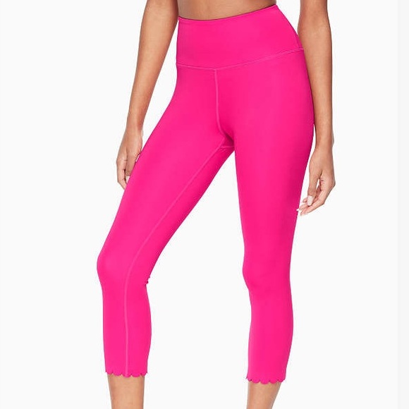 kate spade Pants - Kate Spade Pink Scalloped Hem High Rise Cropped Capri Crop Leggings